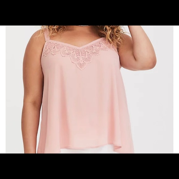 torrid Tops - HP! Torrid Peach Crochet Georgette Swing Cami 0X
